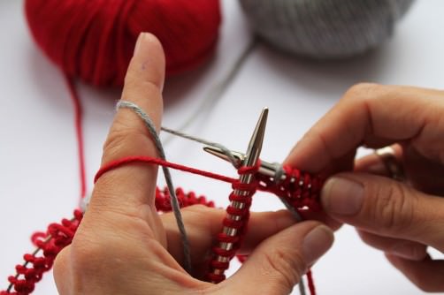 Advents-Knit-Along Norwegermusterkissen Teil 1 doppelter Faden abstricken