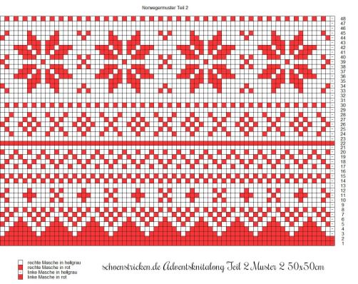 Advents-Knit-Along Norwegermusterkissen Teil 2 Muster 2 50x50cm