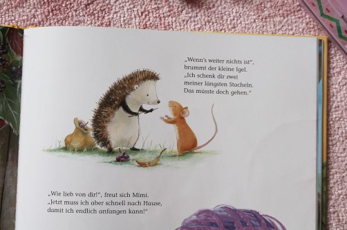 Die kleine Maus und der lila Schal Stricknadeln vom Igel schoenstricken.de