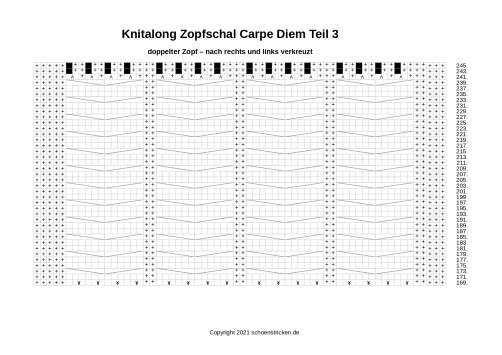 Anleitung schoenstricken Knitalong Zopfschal Carpe Diem Teil 3