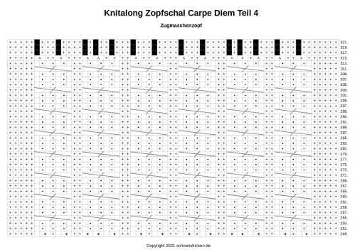 Anleitung schoenstricken Knitalong Zopfschal Carpe Diem Teil 4